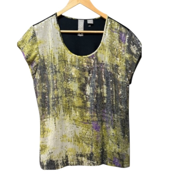 NEW So Lo Multi Color Sequin Front Tee - Picture 1 of 6